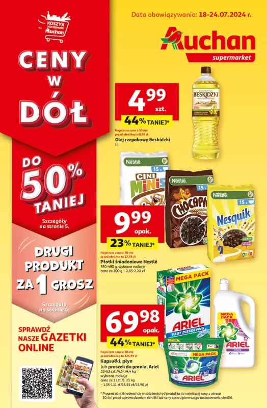 Auchan - gazetka promocyjna CENY W DÓŁ Supermarket od czwartku 18.07 do środy 24.07