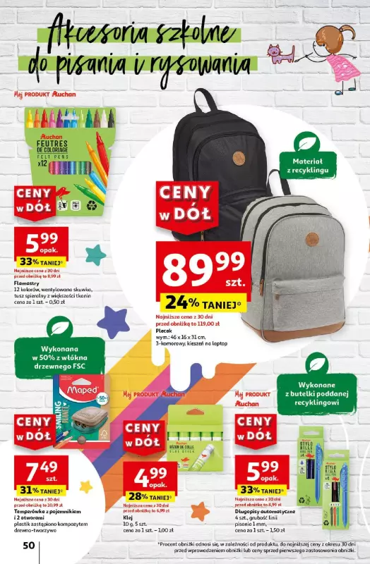 Auchan - gazetka promocyjna CENY W DÓŁ Hipermarket od czwartku 25.07 do środy 31.07 - strona 50