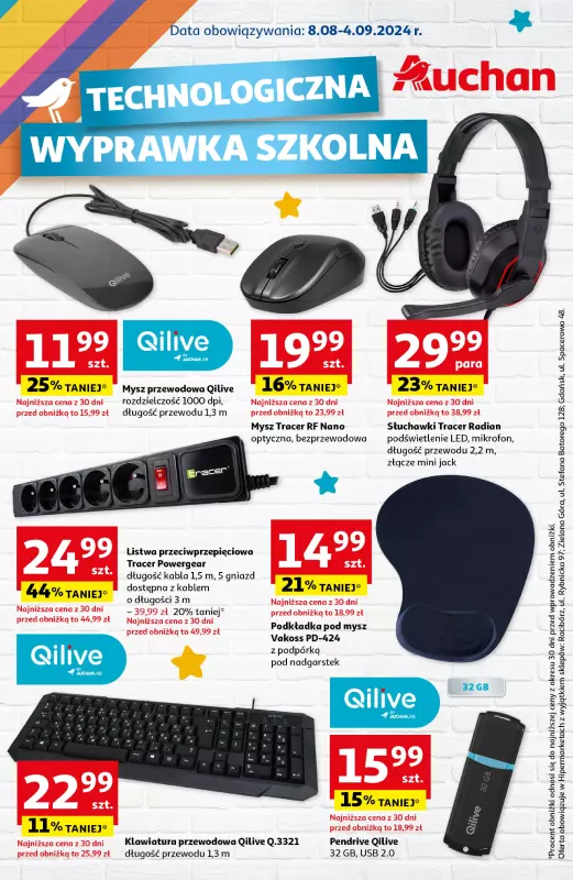 Auchan - gazetka promocyjna Technologiczna wyprawka szkolna od piątku 09.08 do środy 04.09