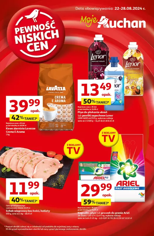 Auchan - gazetka promocyjna Pewność Niskich Cen Moje Auchan od czwartku 22.08 do środy 28.08