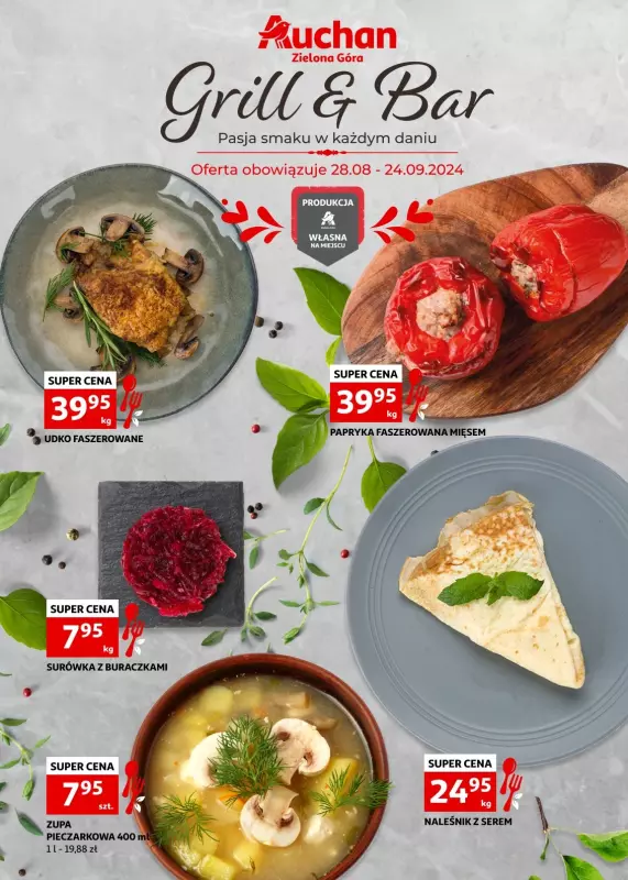 Auchan - gazetka promocyjna Gazetka Zielona Góra Grill i Bar od środy 28.08 do wtorku 24.09