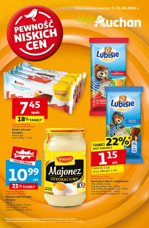 Auchan - gazetka promocyjna Pewność Niskich Cen Moje Auchan  do środy 11.09