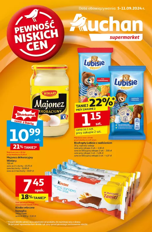 Auchan - gazetka promocyjna Pewność Niskich Cen Supermarket  do środy 11.09