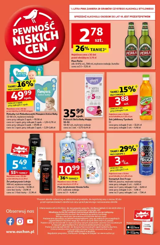 Auchan - gazetka promocyjna Pewność Niskich Cen Supermarket  do środy 18.09 - strona 12