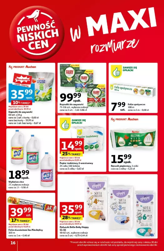 Auchan - gazetka promocyjna Pewność Niskich Cen Hipermarket  do środy 18.09 - strona 16