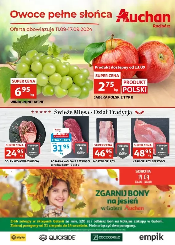 Auchan - gazetka promocyjna Gazetka Racibórz od środy 11.09 do wtorku 17.09