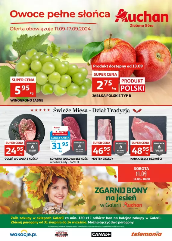 Auchan - gazetka promocyjna Gazetka Zielona Góra od środy 11.09 do wtorku 17.09