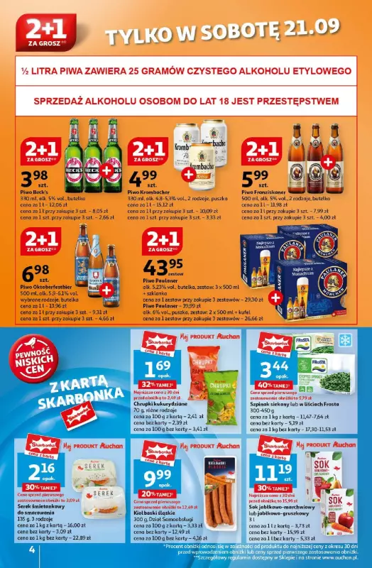 Auchan - gazetka promocyjna Pewność Niskich Cen Supermarket  do środy 25.09 - strona 4