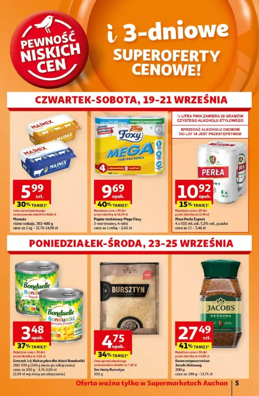 Auchan - gazetka promocyjna Pewność Niskich Cen Supermarket  do środy 25.09 - strona 5