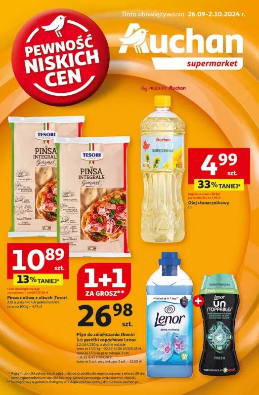 Auchan - gazetka promocyjna Gazetka Pewność Niskich Cen Supermarket Auchan od czwartku 26.09 do środy 02.10