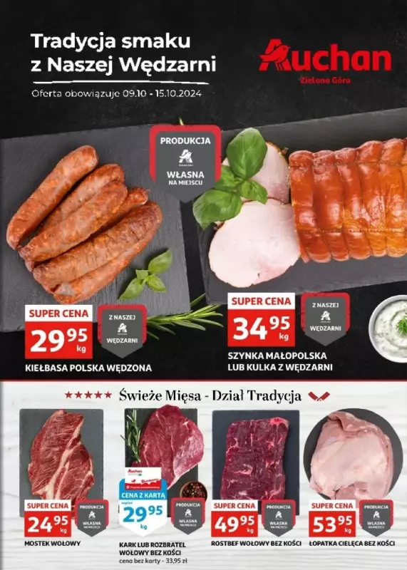 Auchan - gazetka promocyjna Gazetka Zielona Góra | Tradycja smaku z wędzarni od środy 09.10 do wtorku 15.10