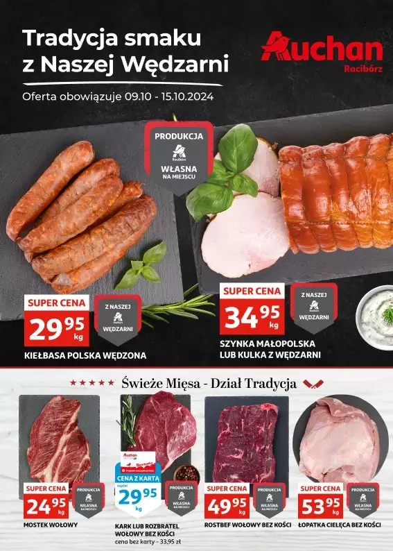 Auchan - gazetka promocyjna Gazetka Racibórz  | Tradycja smaku z wędzarni od środy 09.10 do wtorku 15.10