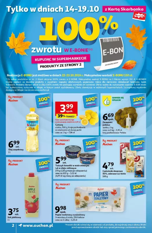 Auchan - gazetka promocyjna Gazetka Pewność Niskich Cen Supermarket Auchan  do środy 16.10 - strona 2