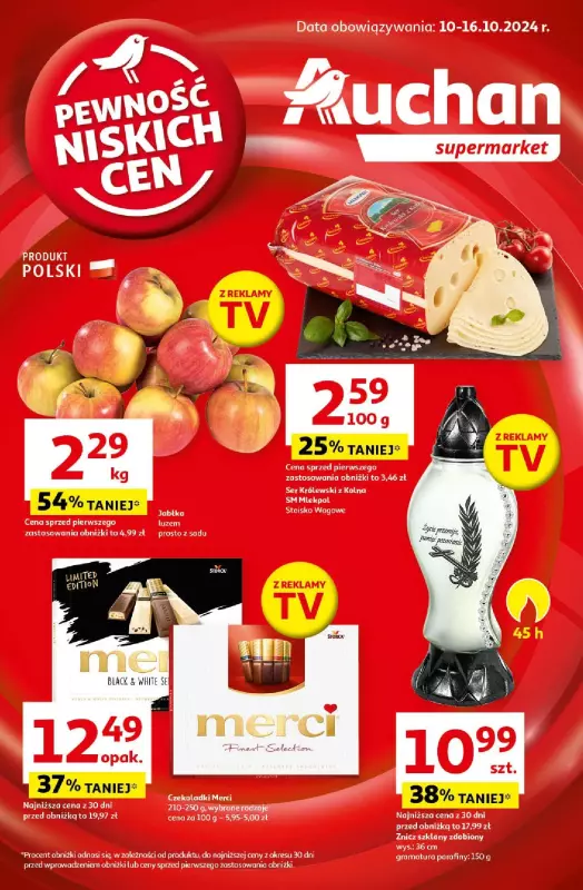 Auchan - gazetka promocyjna Gazetka Pewność Niskich Cen Supermarket Auchan od czwartku 10.10 do środy 16.10