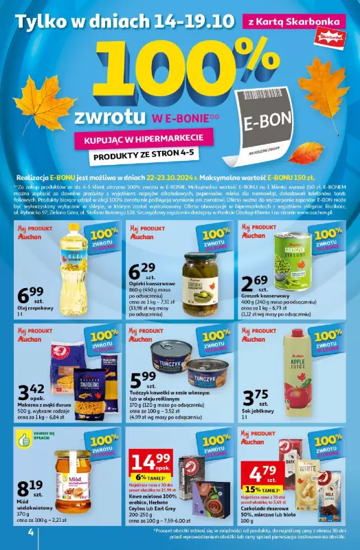 Auchan - gazetka promocyjna Gazetka Pewność Niskich Cen Hipermarket Auchan  do środy 16.10 - strona 4