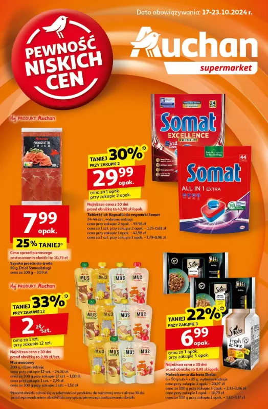 Auchan - gazetka promocyjna Gazetka Pewność Niskich Cen Supermarket Auchan  do środy 23.10