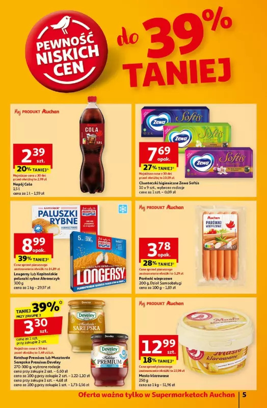 Auchan - gazetka promocyjna Gazetka Pewność Niskich Cen Supermarket Auchan  do środy 23.10 - strona 5