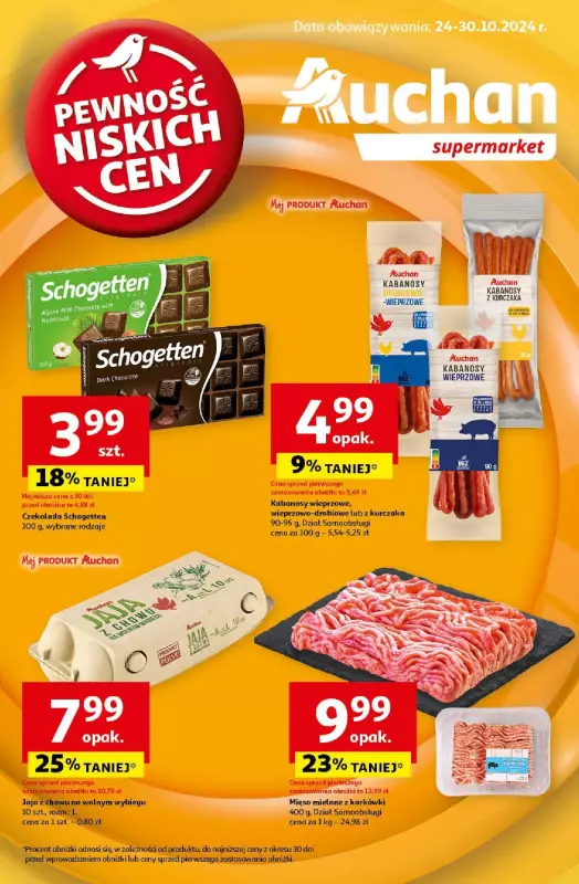 Auchan - gazetka promocyjna Gazetka Pewność Niskich Cen Supermarket Auchan od czwartku 24.10 do środy 30.10