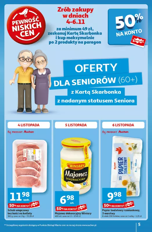 Auchan - gazetka promocyjna Gazetka Pewność Niskich Cen Hipermarket Auchan  do środy 06.11 - strona 5