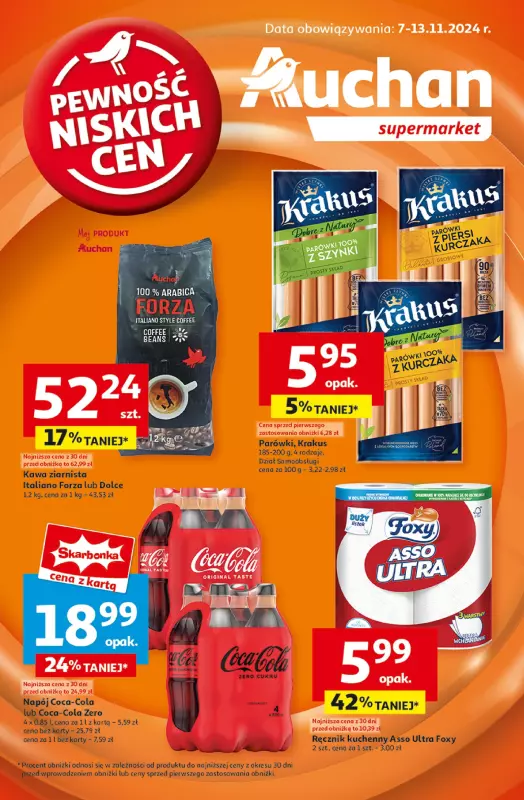 Auchan - gazetka promocyjna Gazetka Pewność Niskich Cen Supermarket Auchan od czwartku 07.11 do środy 13.11