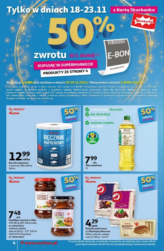 Auchan - gazetka promocyjna Gazetka Pewność Niskich Cen Supermarket Auchan  do środy 20.11 - strona 4