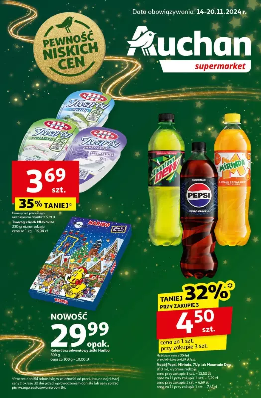 Auchan - gazetka promocyjna Gazetka Pewność Niskich Cen Supermarket Auchan  do środy 20.11