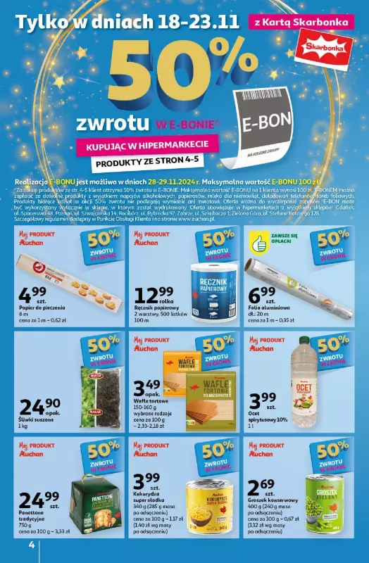 Auchan - gazetka promocyjna Gazetka Pewność Niskich Cen Hipermarket Auchan  do środy 20.11 - strona 4