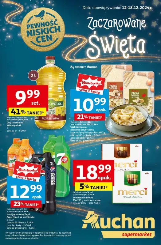 Auchan - gazetka promocyjna Gazetka Pewność Niskich Cen Supermarket Auchan  do środy 18.12