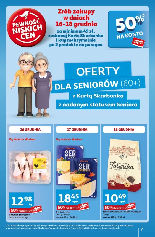 Auchan - gazetka promocyjna Gazetka Pewność Niskich Cen Hipermarket Auchan  do środy 18.12 - strona 7