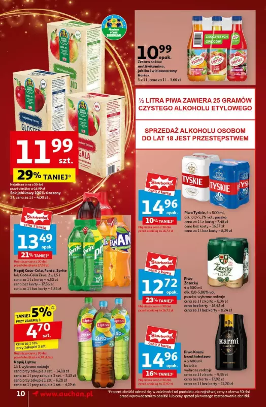 Auchan - gazetka promocyjna Gazetka Pewność Niskich Cen Supermarket Auchan od czwartku 19.12 do wtorku 24.12 - strona 10