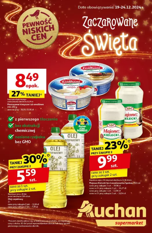 Auchan - gazetka promocyjna Gazetka Pewność Niskich Cen Supermarket Auchan od czwartku 19.12 do wtorku 24.12