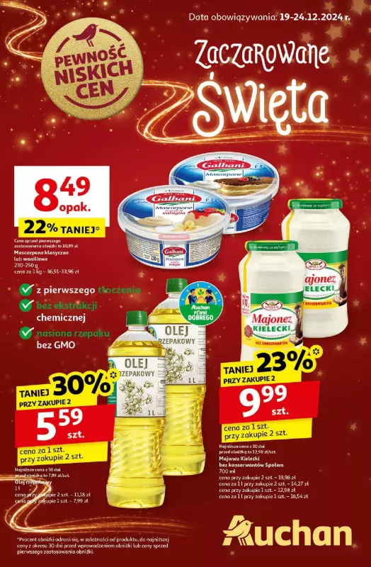 Auchan - gazetka promocyjna Gazetka Pewność Niskich Cen Hipermarket Auchan od czwartku 19.12 do wtorku 24.12