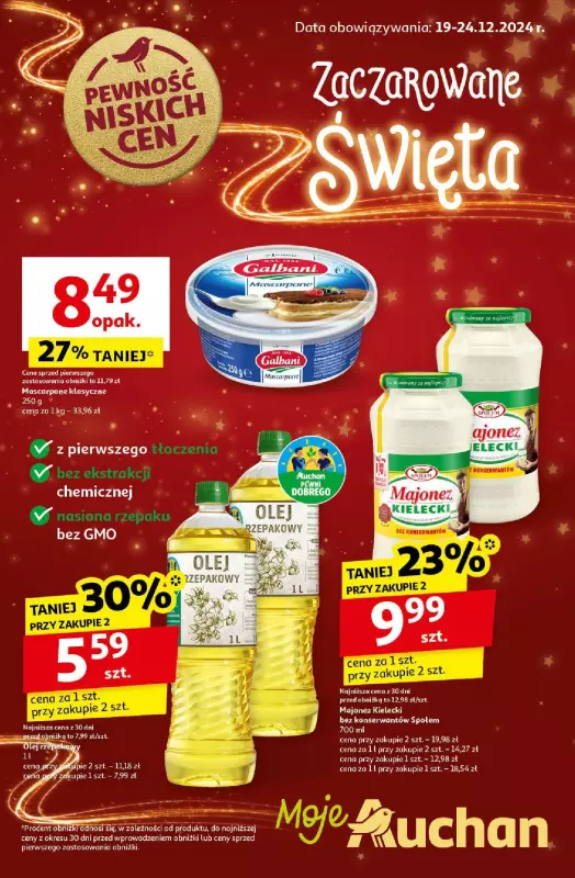 Auchan - gazetka promocyjna Gazetka Pewność Niskich Cen Moje Auchan od czwartku 19.12 do wtorku 24.12