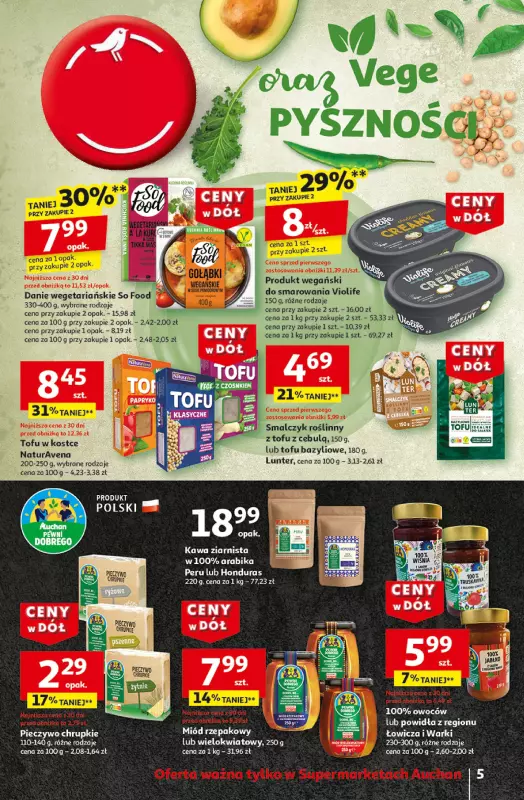 Auchan - gazetka promocyjna Gazetka CENY W DÓŁ Supermarket Auchan  do środy 15.01 - strona 5