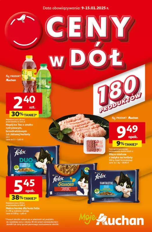 Auchan - gazetka promocyjna Gazetka CENY W DÓŁ Moje Auchan  do środy 15.01