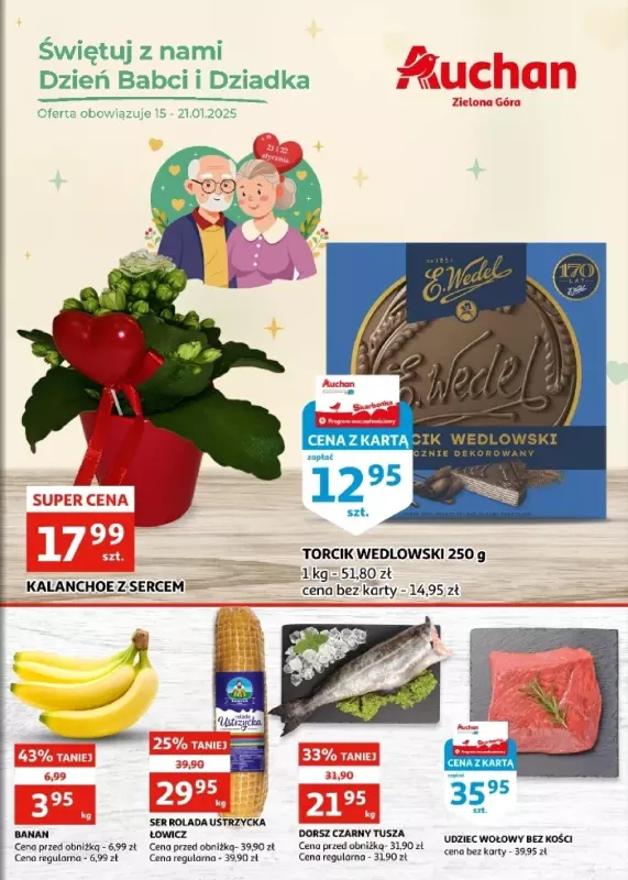 Auchan - gazetka promocyjna Gazetka Zielona Góra I Świętuj z nami Dzień Babci i Dziadka od środy 15.01 do wtorku 21.01