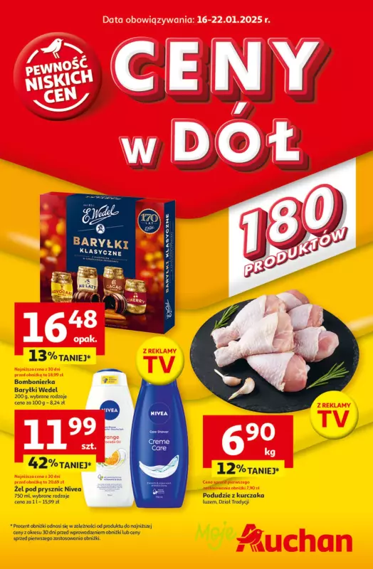 Auchan - gazetka promocyjna Gazetka CENY W DÓŁ Moje Auchan od czwartku 16.01 do środy 22.01