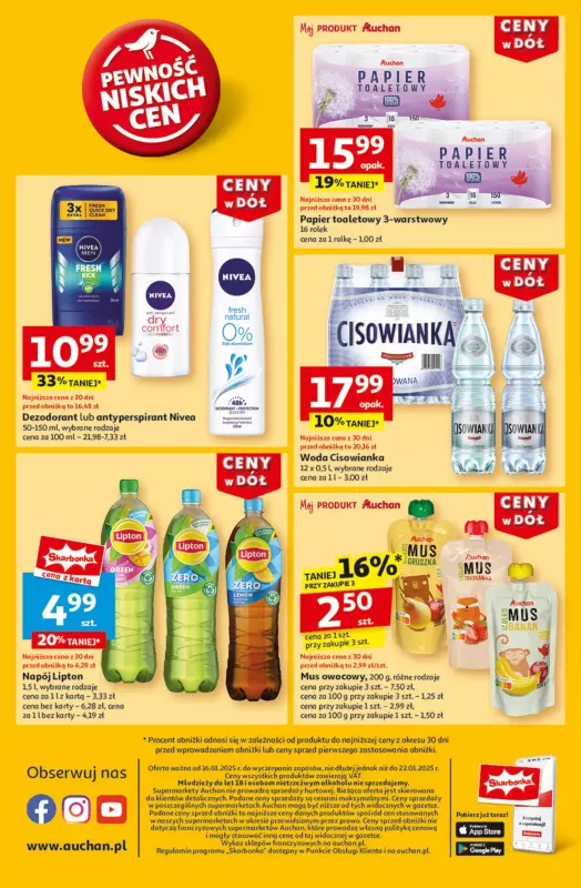 Auchan - gazetka promocyjna Gazetka CENY W DÓŁ Supermarket Auchan  do środy 22.01 - strona 14