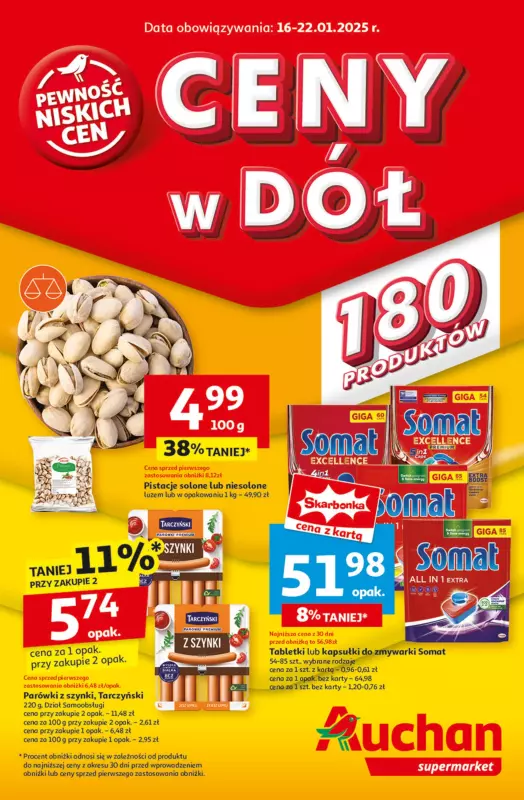 Auchan - gazetka promocyjna Gazetka CENY W DÓŁ Supermarket Auchan od czwartku 16.01 do środy 22.01