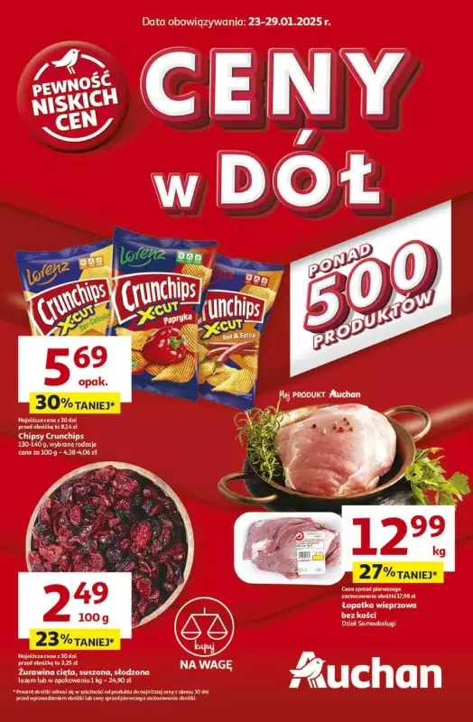 Auchan - gazetka promocyjna Gazetka CENY W DÓŁ Hipermarket Auchan od czwartku 23.01 do środy 29.01