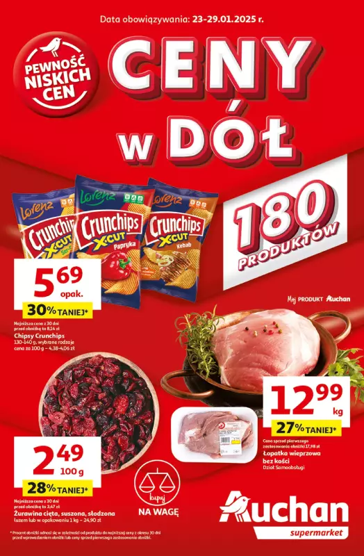 Auchan - gazetka promocyjna Gazetka CENY W DÓŁ Supermarket Auchan od czwartku 23.01 do środy 29.01