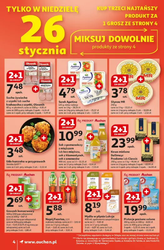 Auchan - gazetka promocyjna Gazetka CENY W DÓŁ Supermarket Auchan od czwartku 23.01 do środy 29.01 - strona 4