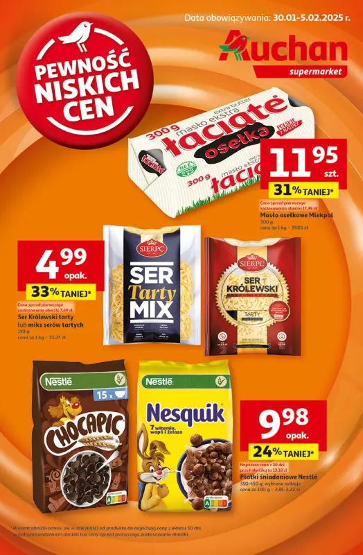 Auchan - gazetka promocyjna Gazetka Pewność Niskich Cen Supermarket Auchan  do środy 05.02