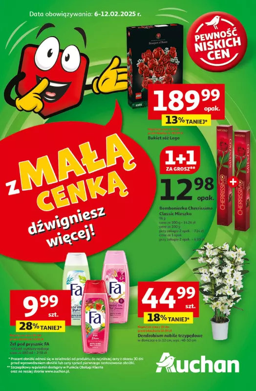 Auchan - gazetka promocyjna Gazetka z MAŁĄ CENKĄ dźwigniesz więcej! Hipermarket Auchan od czwartku 06.02 do środy 12.02