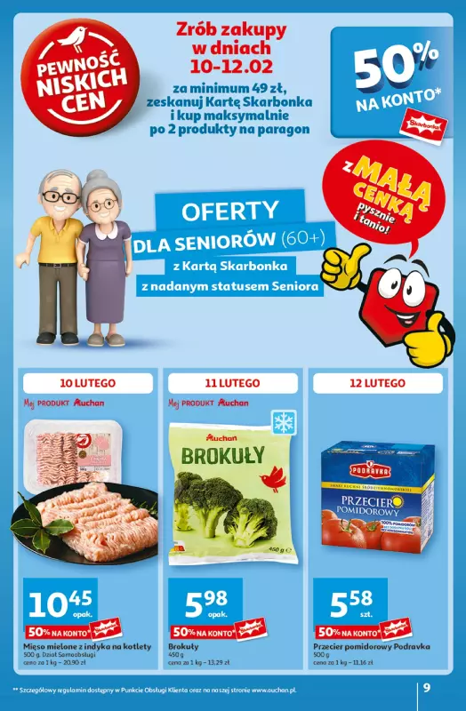 Auchan - gazetka promocyjna Gazetka z MAŁĄ CENKĄ dźwigniesz więcej! Hipermarket Auchan  do środy 12.02 - strona 9