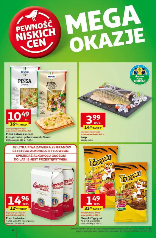 Auchan - gazetka promocyjna Gazetka z MAŁĄ CENKĄ dźwigniesz więcej! Hipermarket Auchan  do środy 12.02 - strona 4