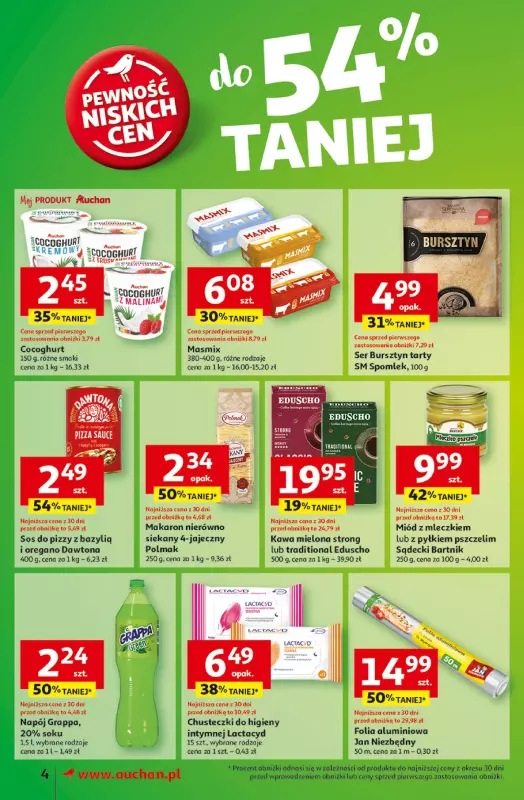 Auchan - gazetka promocyjna Gazetka z MAŁĄ CENKĄ dźwigniesz więcej! Supermarket Auchan  do środy 12.02 - strona 4