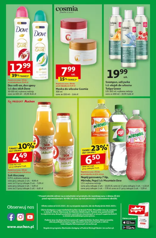 Auchan - gazetka promocyjna Z MAŁĄ CENKĄ dźwigniesz więcej! Supermarket  od czwartku 13.02 do środy 19.02 - strona 14