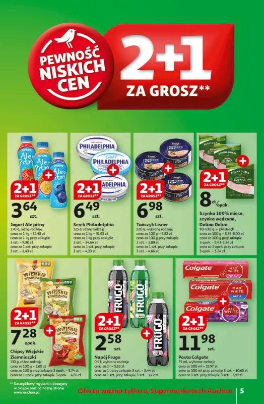 Auchan - gazetka promocyjna Z MAŁĄ CENKĄ dźwigniesz więcej! Supermarket  do środy 19.02 - strona 5