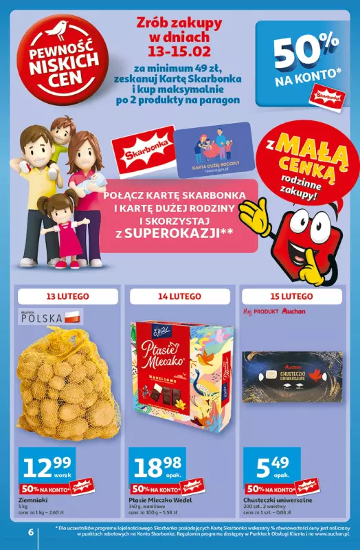 Auchan - gazetka promocyjna Z MAŁĄ CENKĄ dźwigniesz więcej! Hipermarket  do środy 19.02 - strona 6